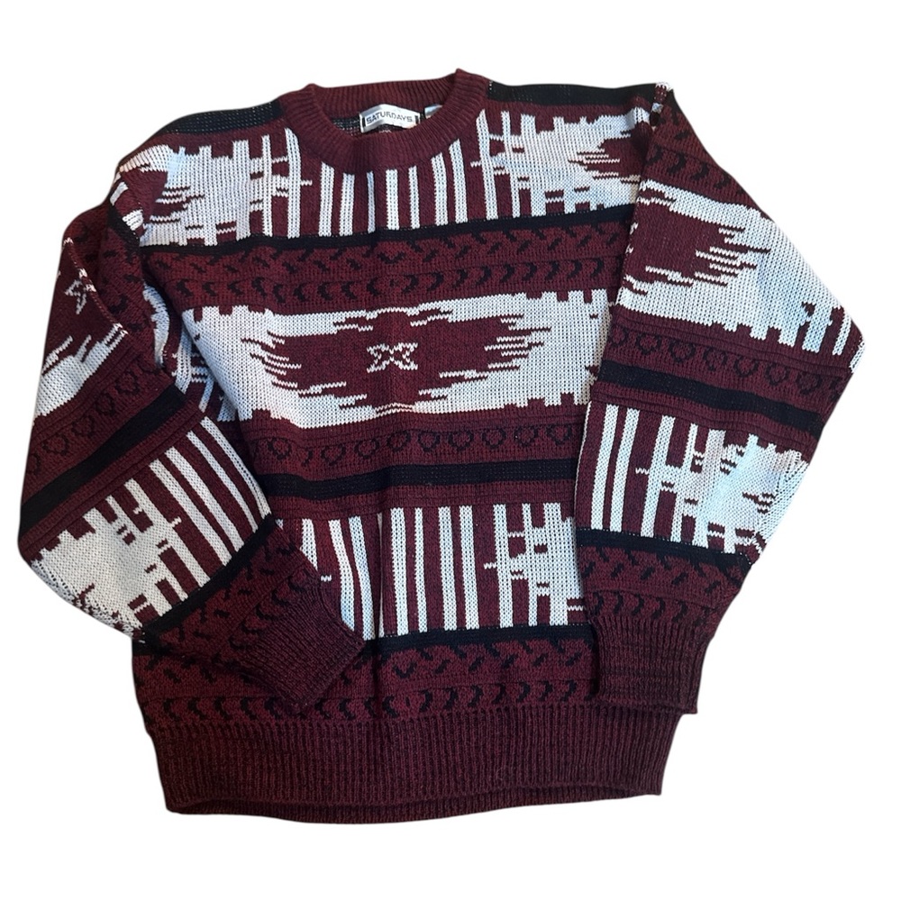 Vintage Men's saturdays Burgundy sweater